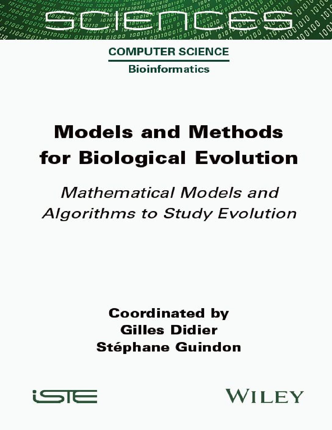 eBook EPUB [PDF] Models and Methods for Biological Evolution Mathematicalhms to Study Evolution By Gilles Didier & Stéphane Guindon